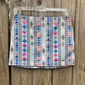 Hollister Mini Skirt with Blue and Pink Geometric Design